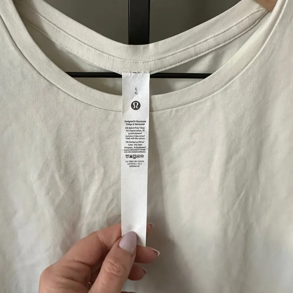 Lululemon Organic Cotton Crewneck Tank Top Size Large Bone